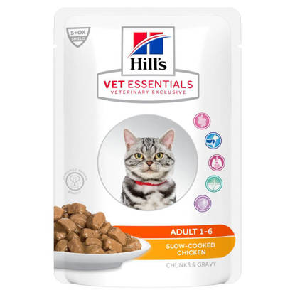 Picture of Hills Vet Essentials Slow-Cooked Chicken Adult Cat Food Pouches 12 x 85g